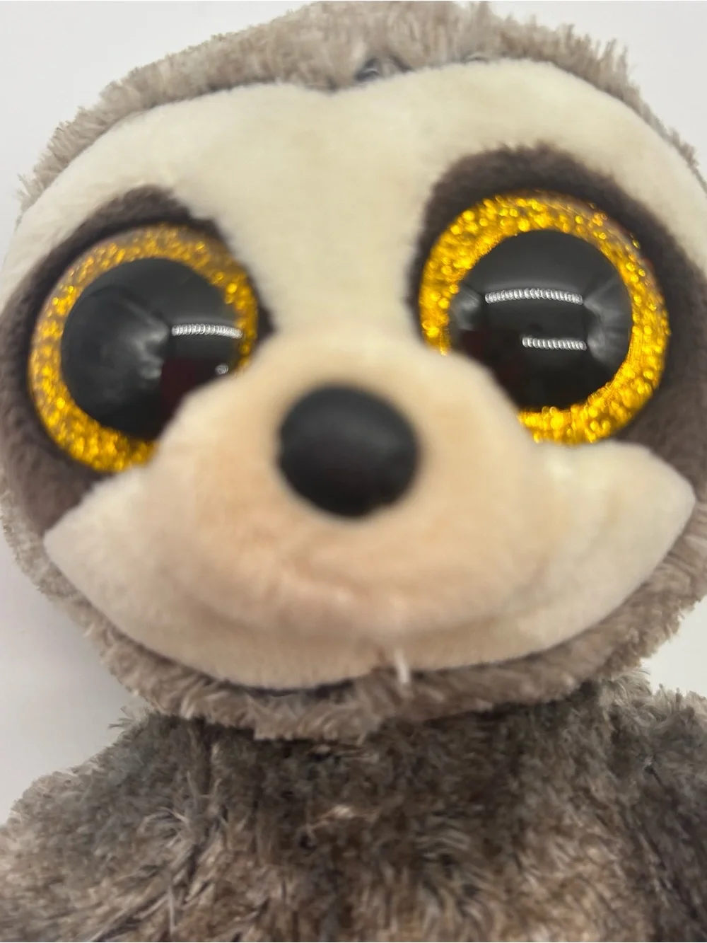 Ty Gray and Cream Glitter-Eyed Sloth Plush